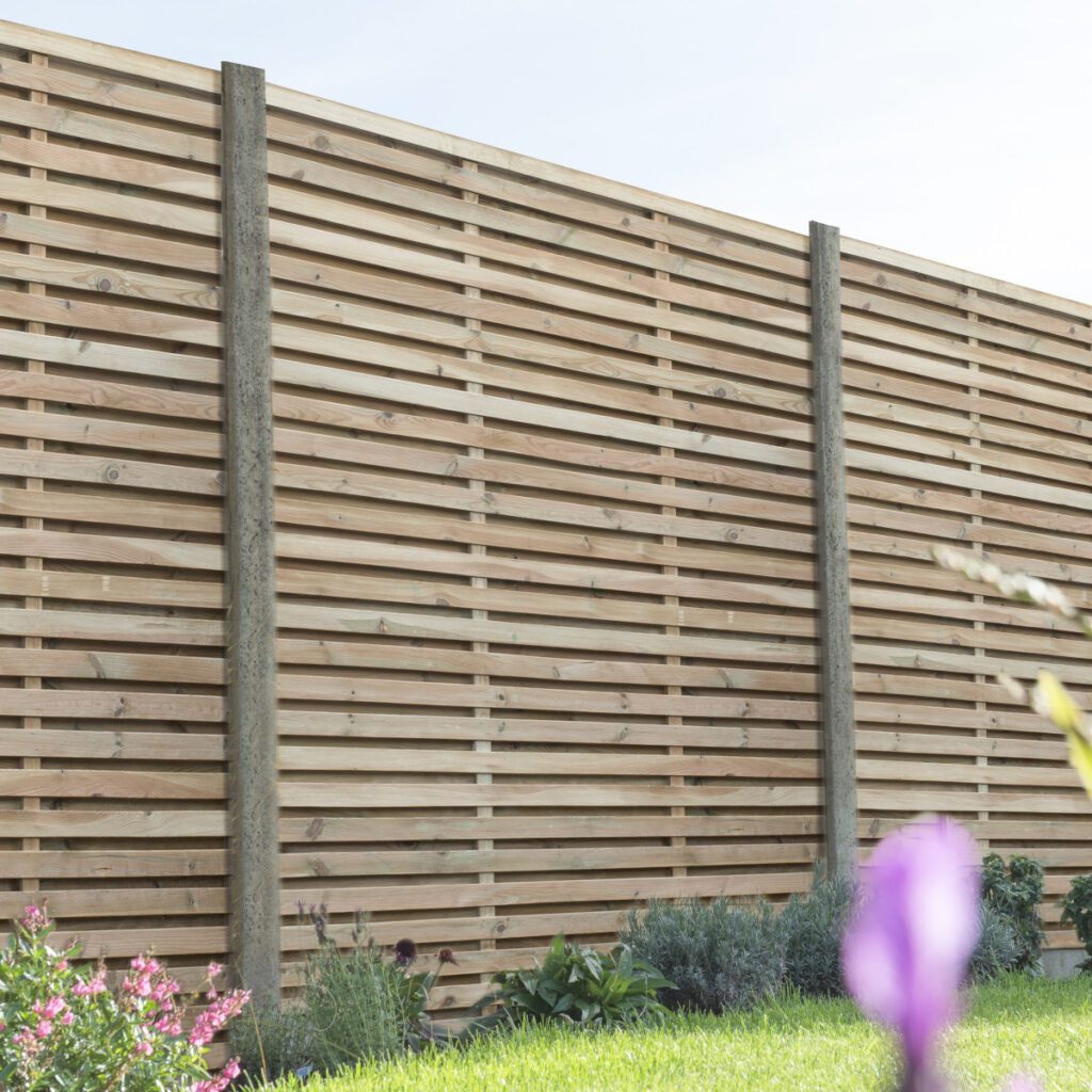 Forest Garden 1.8m x 1.8m Pressure Treated Contemporary Double Slatted Fence Panel  – Pack of 5 5013053168011 2